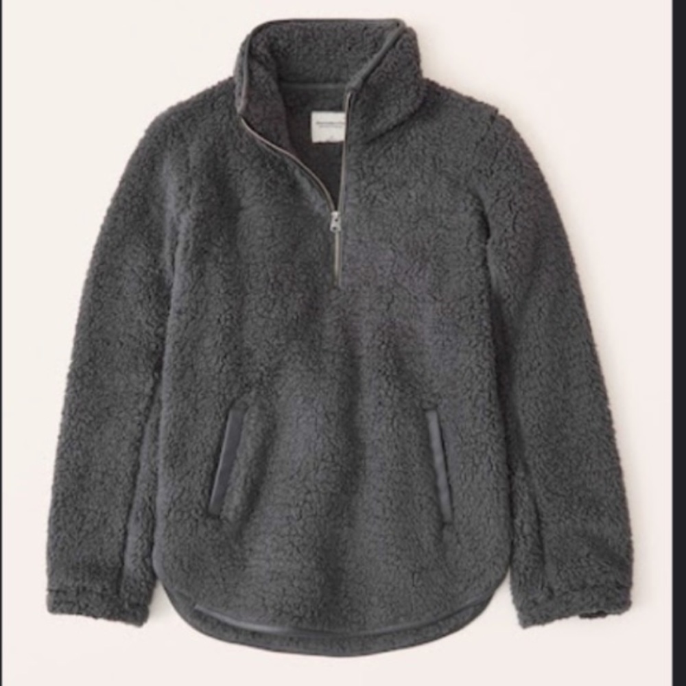 Abercrombie Half Zip Leather Trim Sherpa XL